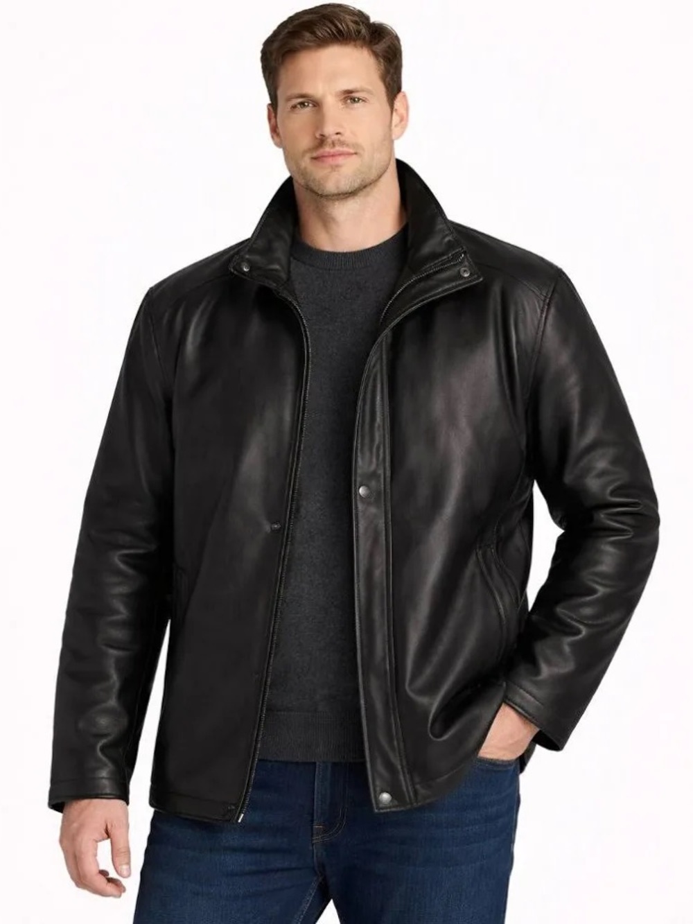 NWT Ferrari Men's Black Faux Leather Jacket